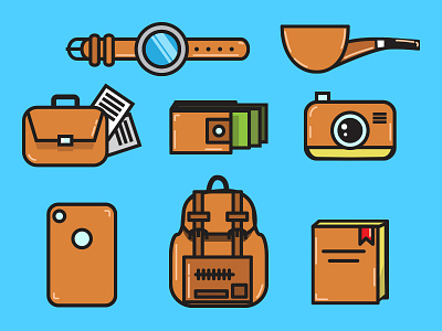 Brown Illustrations app brown business camera flat hipster icons illustration phone vector watch web