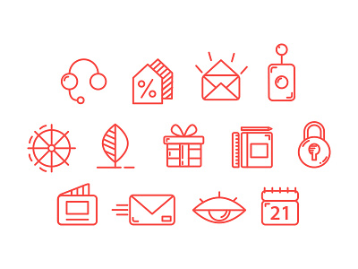 Business Line Icons Set business control discount icon icons letter line present sale security set support