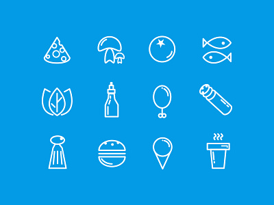 Food line icons set