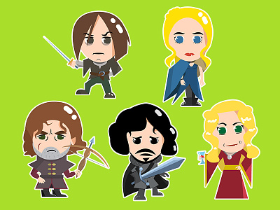 Game of Thrones Characters Stickers art cartoon chatacters fanart fantasy game game of thrones gameart john snow stickers tyrion vector