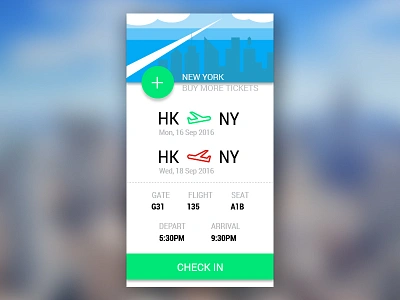 Flight App Concept airplane app city concept design element flat flight material design ny transport ui