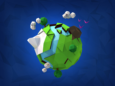 Low Poly Planet 3d design game green low poly art planet quality space universe