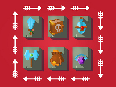 Low Poly Fantasy Game Icons book concept design fantasy game low poly art minimalistic ring rpg sword vector