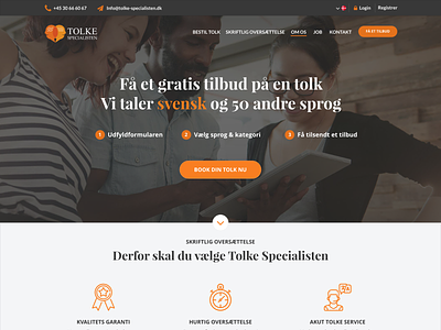 Tolke Specialisten / The Translation Specialist call to action interpreter language orange translator