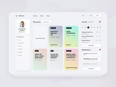 Tutor's personal dashboard