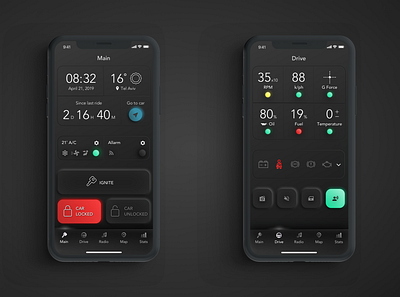 Car App Neumorphism Concept app black car dark mode neumorphism ui