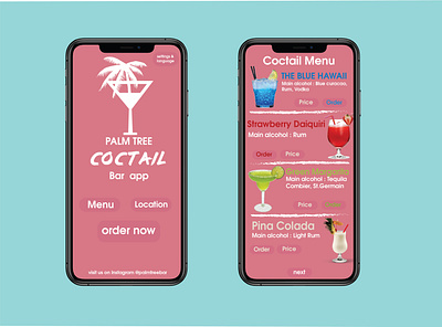 Palm Tree Coctail Menu adobe app branding design logo typography ui ux vector web