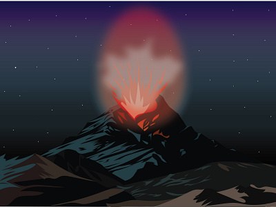 Volcano adobe aesthetic animation art design illustration illustrator minimal minimalism nature night vector volcanic volcano