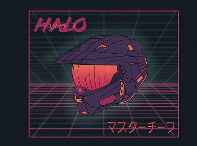 VAPORWAVE x HALO adobe aesthetic art design halo illustration illustration art illustrator master chief nostalgic typography vaporwave vector