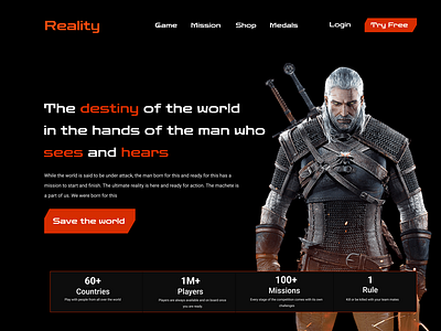 Gaming Hero Page Design. Landing Page. UI/UX