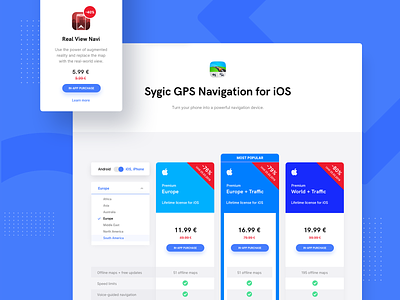Sygic Pricing license lifetime packages price price plan pricing uiux