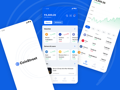 CoinStreet - Cryptocurrency App app bitcoin crypto cryptocurrency design ethereum finance mobile ui ux
