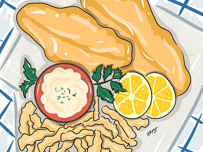 Fish and Chips crab egg fish fish and chips food food illustration illustration illustrator ilustration indonesia seafood yummy