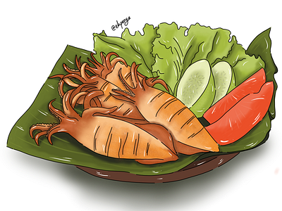 squid not ward cartoon design food food illustration illustrator ilustration indonesia me seafood yummy