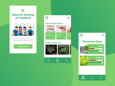 Tumbuh App app design icon illustration plant plant app tracking app ui ux web