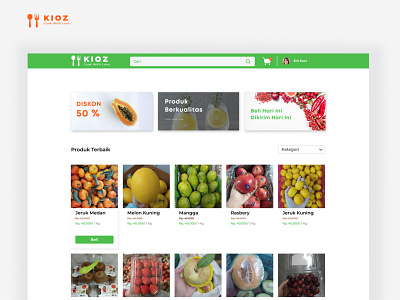 Kioz Marketplace Fruit & Vegetable app design fruit green icon illustration landingpage marketplace ui ux vegetable web