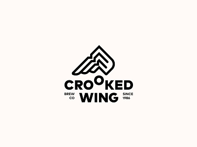 CROOKED WING. Logo Design beer brand brew brewery crooked logo logo design logotype mark symbol wing