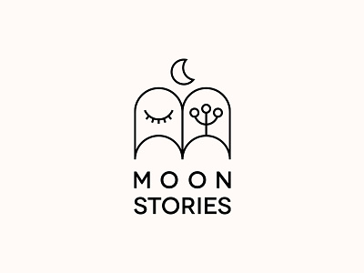 Moon Stories. Logo Design bed bedding book brand cloth linen logo logo design logotype mark moon stories story symbol