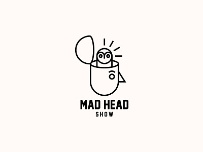 MAD HEAD SHOW. Logo Design brain brainstorm brand crazy head logo logo design logotype mad mark pub quiz show storm symbol