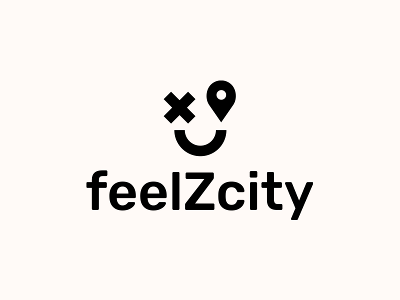 feelZcity. Logo Design city directions experience guide happy logo logotype map pin smile tour