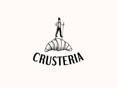 Crusteria. Logo Design bake bakery boulangerie croissant logo logo design logotype symbol vintage