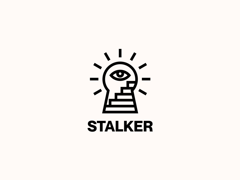 STALKER. Logo Design animated black black and white brand eye line linear lock logo logo design logotype minimal stairs stalker