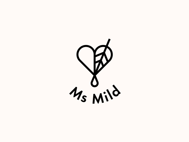 Ms Mild. Logo Design animated beauty black and white brand cosmetics drop heart leaf linear logo logo design logotype mild minimal miss organic