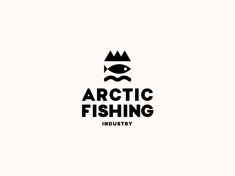 Arctic Fishing Industry. Logo Design animated arctic black fish fishing industry logo logo design logotype minimal mountain water