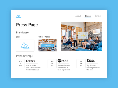 Daily UI 051 Press Page adobe adobe xd adobexd dailyui dailyuichallenge design illustration illustrator press press page ui user experience user interface ux vector web web design webdesign website website design