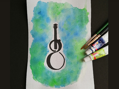 36 Days of Type - g 36 days of type brush g guitar illustration paint painting typography watercolor