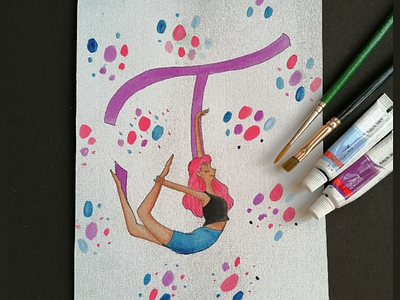 36 Days of Type - J 36 days of type brush dance girl illustration j letter paint painting typography watercolor