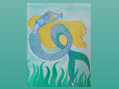 36 Days of Type - Q 36 days of type 36 days of type q hand lettering handmade illustration painting letter lettering mermaid mythological creatures mythology ocean typography watercolor