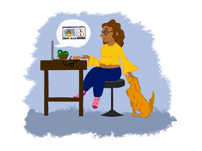 Work from home digital art digital illustration dog illustration illustrator painting photoshop quarantine