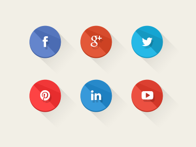 Social Icon set circles custom shapes facebook flat google icon iconset linkedin pinterest social media twitter youtube