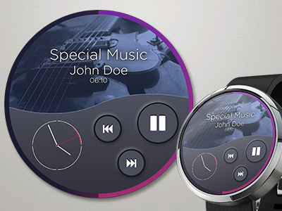 Smart Watch app clock concept interface moto 360 music player smartwatch ui view watch wristwatch
