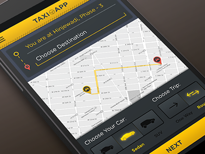 Android Taxi App android app booking cab car location map navigation online search taxi yellow
