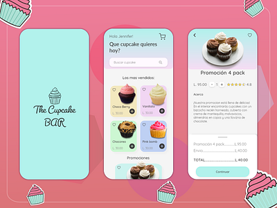 My first shot. Cupcake Bar Concept App app design food app illustration spanish ui ux