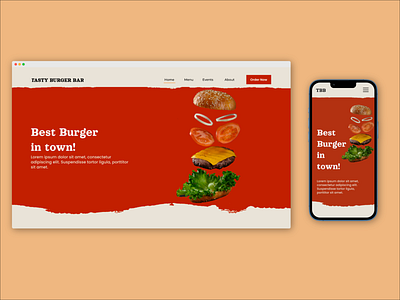 Tasty Burger Bar Hero branding design restaurant ui ux web website