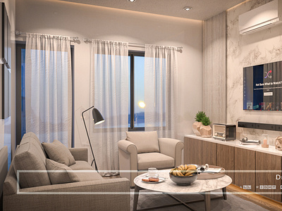 Drawing Room Evening Render Image