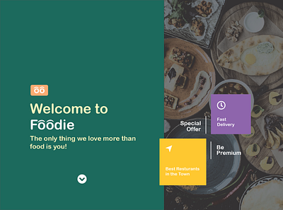 Landing Page of Foodie asthetic composition food app food delivery app foodie graphics green landing page one color one page orange webdesign