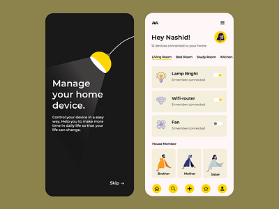 AVA Mobile App app appdesign black branding composition creative design icon ideas typography ui ux yellow