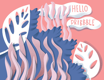 Hello Dribble! cloud dribble flowers hello illustration illustration art leaves nature nature illustration palm plants