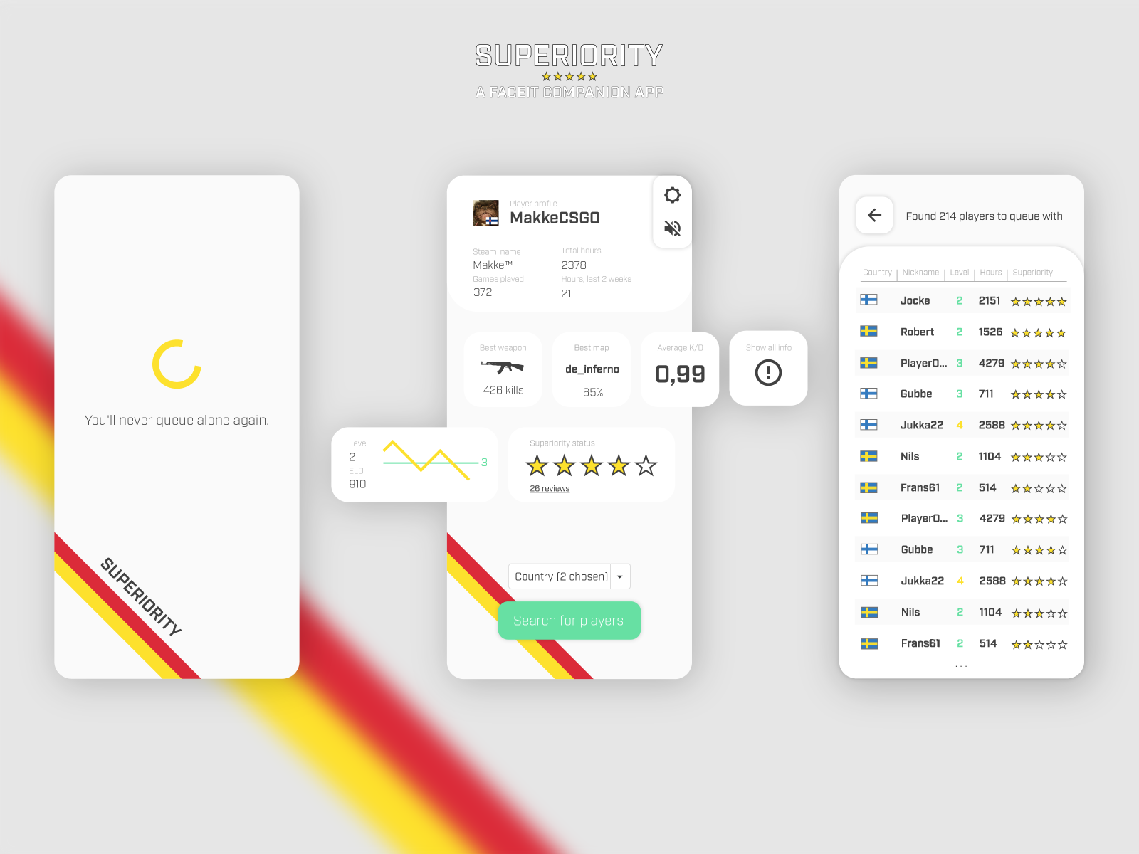 CSGO friend finder for FaceIt by Markus Talka on Dribbble