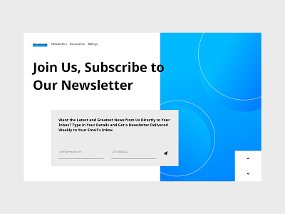 Newsletter Subscription UI app blue branding design flat join minimal news newsletter subscribe ui ux water web website website design