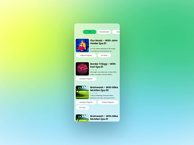 Dynamic Scroll in Animation animated animation design green illustration minimal mobile music music player player podcast scroll web website yellow