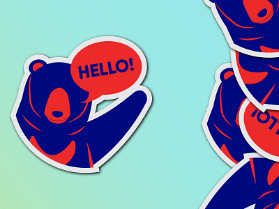 Logo Says Hello bear blue branding cyan design illustration logo minimal red simple sticker stickers sun bear ui ux website
