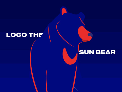 Traits of Logo, the Sun Bear bear branding design flat illustration logo minimal navy navy blue red sun bear type typography
