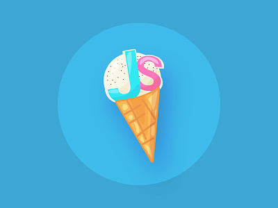 Vanilla Javascript animation blue branding cyan design flat ice ice cream icecream illustration logo minimal ui ux vector web