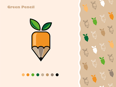 Green Pencil branding carrot clean colors creative design graphic illustration illustrator logo logo design pencil