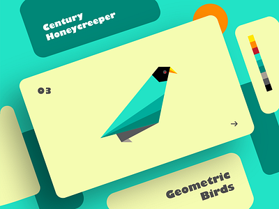 Century Honeycreeper | Geometric Birds art bird clean colors creative design dribbble effect flat geometry graphic design illustration illustrator shadow shot typography ui ux